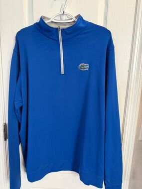 Peter Millar Blue Quarter Zip with embroidered Florida Gators logo